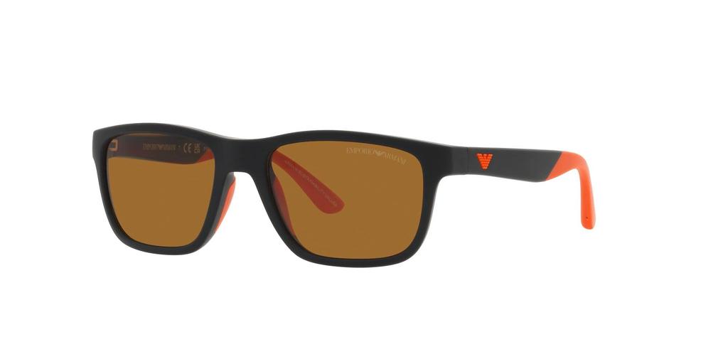 Emporio Armani EK4002F Matte Black Polar Size 48 Kids' Sunglasses, Frame/Brown Lens,