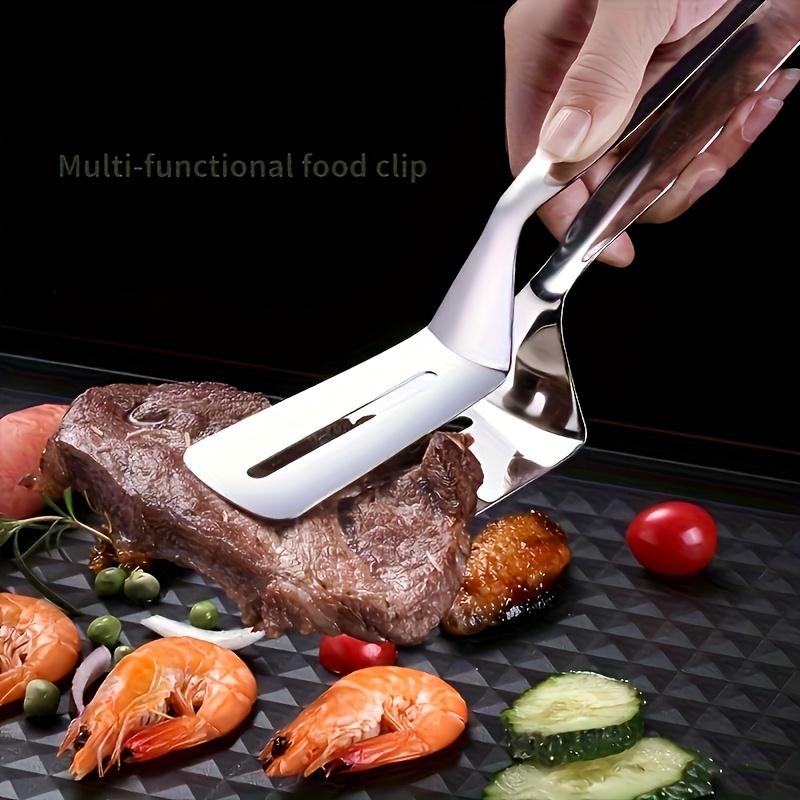 1PC Stainless steel fish tongs, multi-functional barbecue tongs, essential kitchen tools, barbecue tools, pancake flipper.