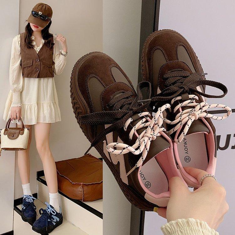 Europäische Station Dexun Schuhe Damen 2025 Herbst Leder Sneaker Mode Lässig Retro Dexun Einzelne Schuhe Freizeitschuhe Damen