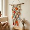 Natural Wooden Branch Flower Vine Tassel Ornament Hand Knit Flower Tapestry  Living Room