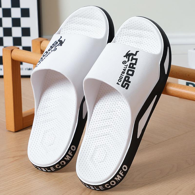 

Летние новые мужские трендовые однословные шлепанцы, модные, с мягкой подошвой, для дома, для ношения на улице, холодные тапочки мужские 44-45 чёрный