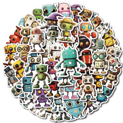 50 New Cute Robot Stickers for Old Machine Waterproof Decorative Stickers