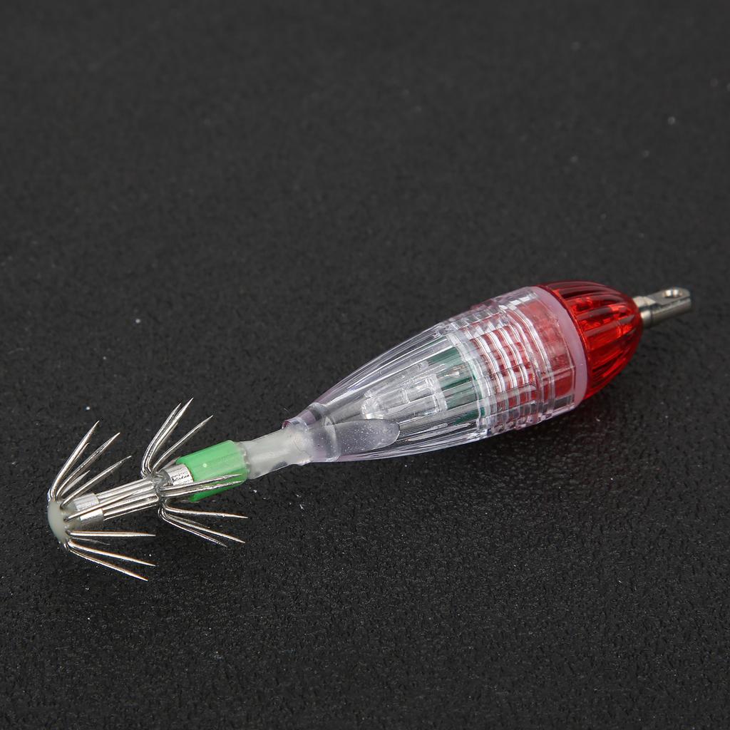 Fishing LED Lure Light Squid Shape Red Light Color Bait Underwater Lamp with Hook