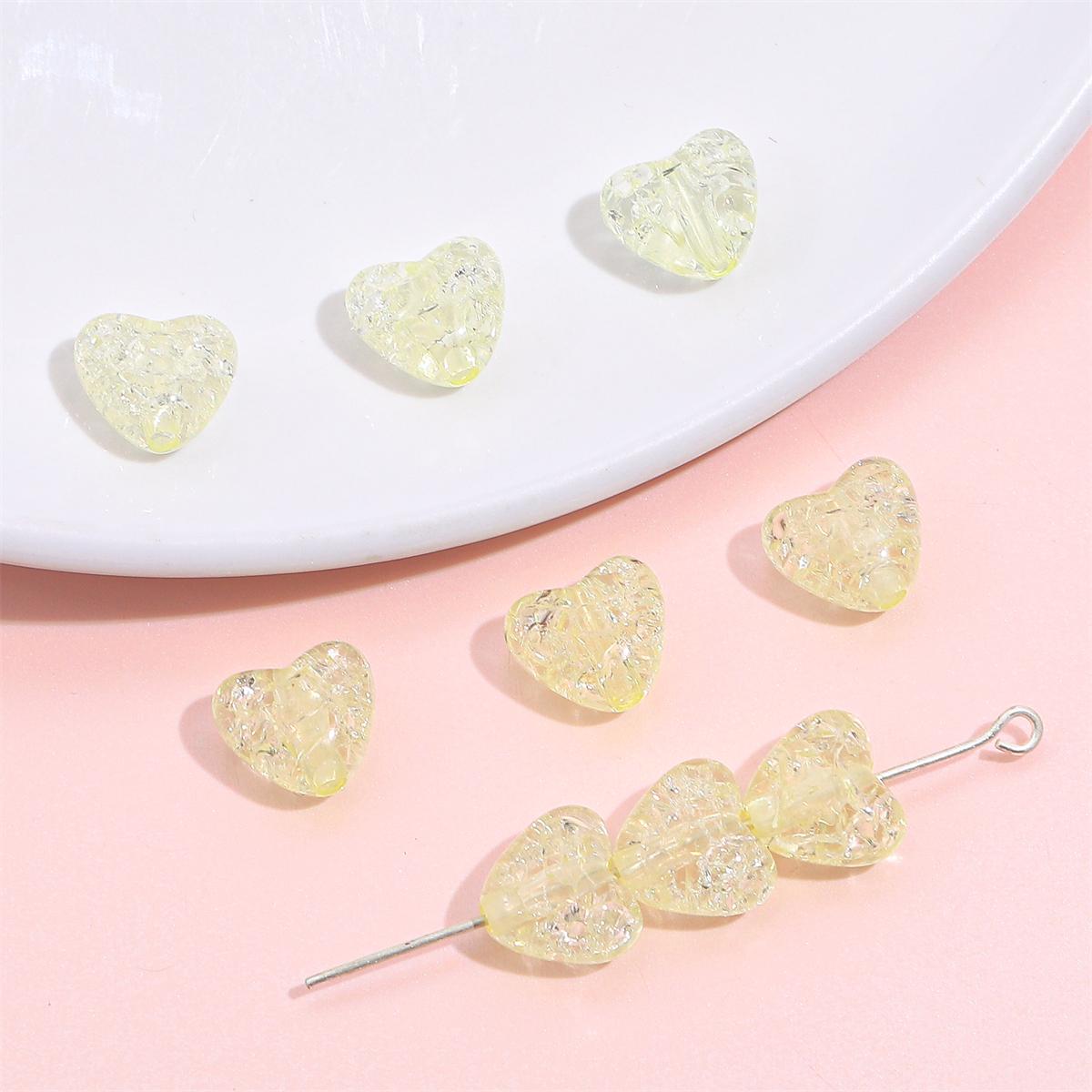 

70 шт. 10x9 мм акриловые бусины с кракле в форме сердца для изготовления ювелирных изделий своими руками жёлтый