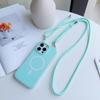 Bonbonfarbene Katzenohr Magnetische Schlanke Taille Handyhülle mit Langem Lanyard für iPhone 17 16 15 14 13 12 11 Pro Max + Plus Hülle