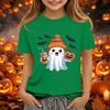 Kids Halloween Printed Short Sleeve T-Shirt Loose Fit Round Neck Casual Tee
