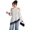 Irregular Lace Bottom Hem, Loose and Covering The Body, Long Sleeves, Slimming Top. Large Size, Polka Dots On The Collar, Off-shoulder Top.