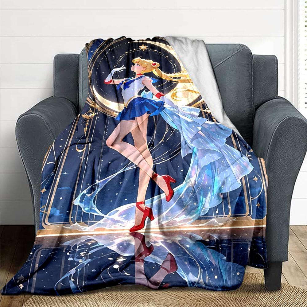 1 szt. Koc flanelowy Sailor Moon [Przytulny koc narzutowy] Na sofę, łóżko, podróż, kemping, salon, biuro, kanapę, krzesło i łóżko