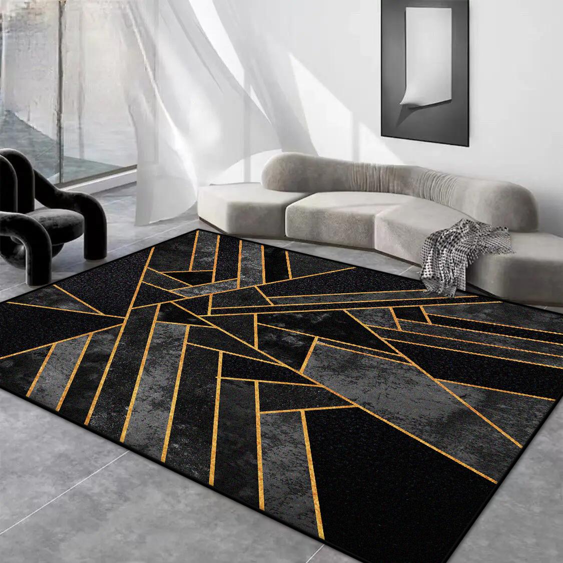

Nordic Style Geometric Large Living Room Rugs Easy Clean Coffee Tables Non-slip Carpet Bedroom Cloakroom Washable Door Mat 60*90cm