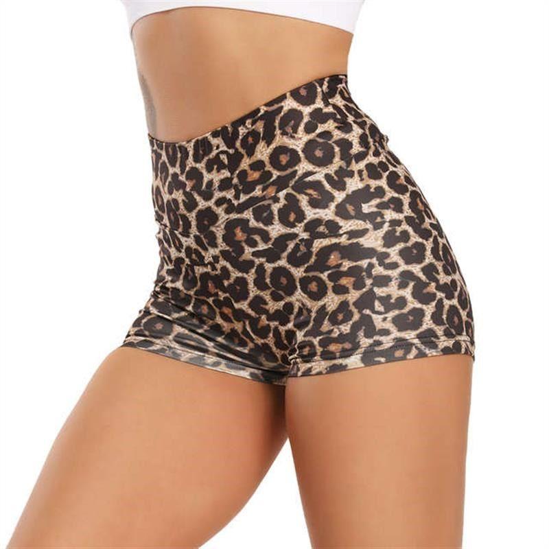 

Женские шорты с принтом для спорта, йоги, бега и тренировок с высокой посадкой Leopard XL