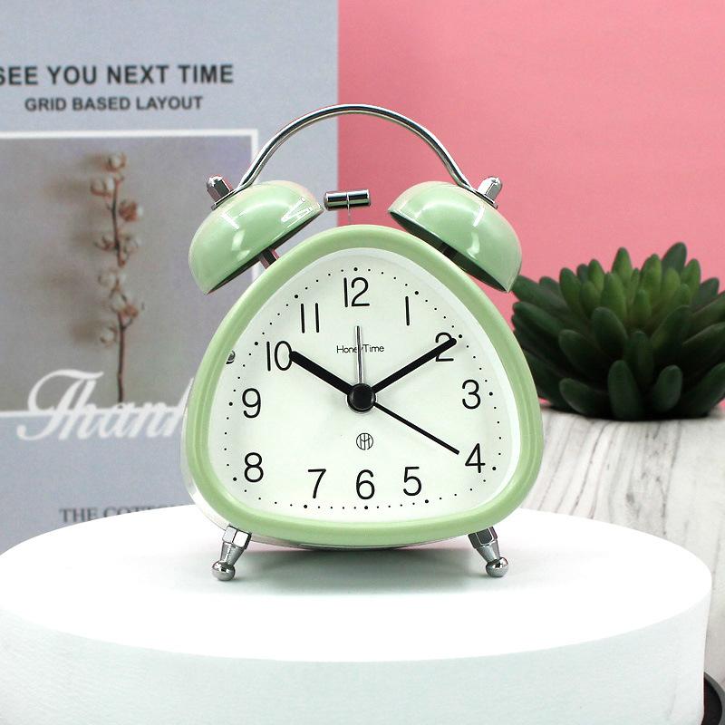 3-inch Metal Bedside Quiet Night Light Clock for Students and Office Workers