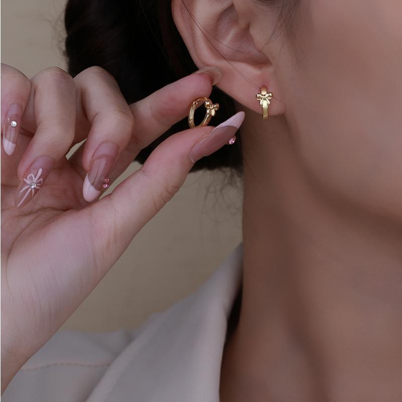 Exquisite Schleife Mini Kleine Ohrbügel Niedliches Nischendesign Ohrschmuck
