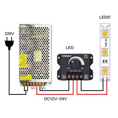 Dimmer regolabili del regolatore di tensione 30A 360W del regolatore della luminosità principale di CC 12V 24V