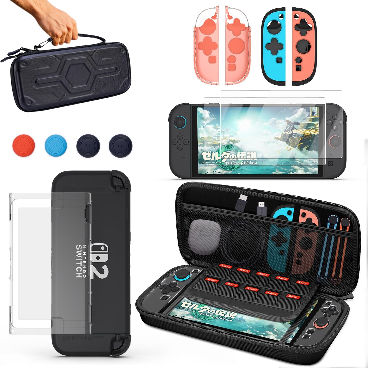 

Чехол для хранения защитного набора для Switch для портативной дорожной сумки для Switch для защитной сумки для переноски для жесткого чехла для хранения с чёрный