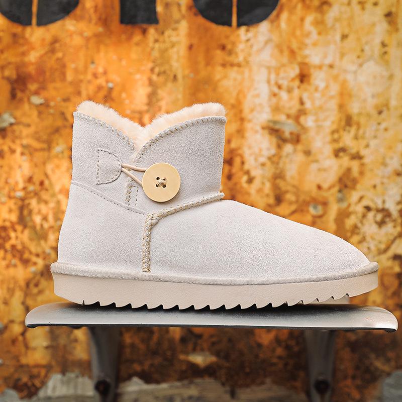 Trendy Women's Cowhide Snow Boots - Cute, Non-Slip, Thickened, Short-Tube for Autumn/Winter