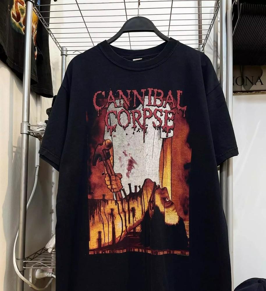 2000s Cannibal Corpse Pět hřebíků skrz krk Černé Unisex Tričko Přetisk Unisex Tričko