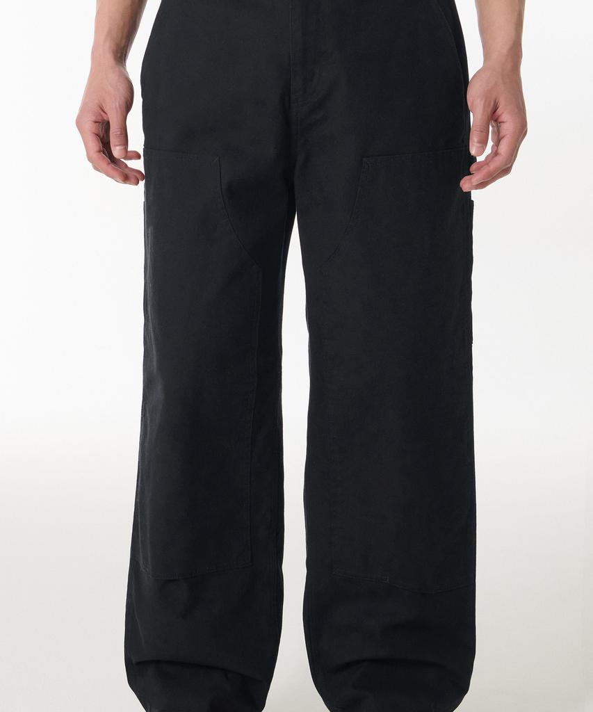 MUSINSA STANDARD Canvas Wide Double Knee Carpenter Pants [Black]