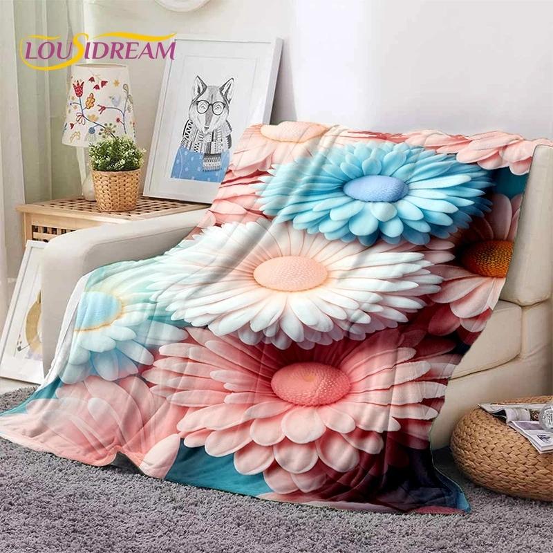 Traum Sonnenblumen Nordische Gänseblümchen Weiche Flanelldecke für Bett Schlafzimmer Sofa Picknick, Tagesdecke zum Zudecken Outdoor Freizeit Nickerchen Geschenk