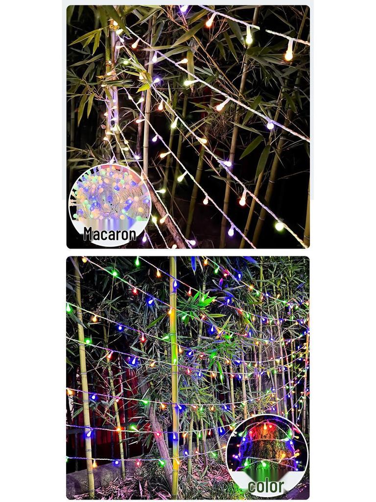Solar Color-Changing LED Starry String Lights - Waterproof Popcorn Fairy Lights for Camping and Outdoor Tent Decor
