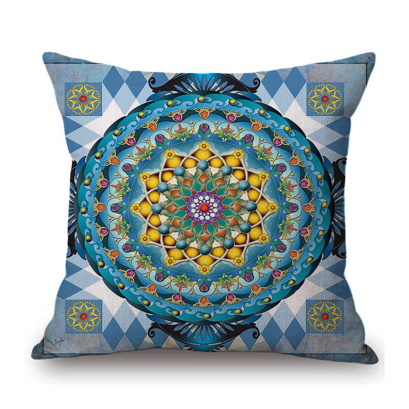 Special Sale Mandala Motif Bohemian Mediterranean Floral Plant Pattern Linen Home Decoration Pillow Case Sofa Cushion Cover Case