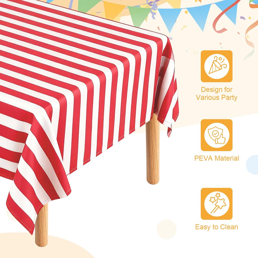 3Packs Striped Table Cloths 54 x 108 Inches Rectangle Plastic Tablecloth Waterproof Table Cover for Dining Birthday Party Picnic