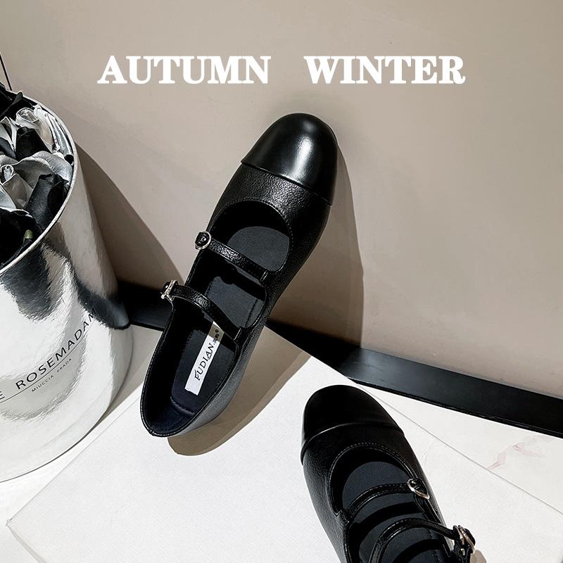 

Туфли Xiaoxiangfeng Mary Jane Single, женские туфли Doudou с двойной пряжкой, серебристые, маленькие кожаные туфли Celebrity Temperament 40 чёрный