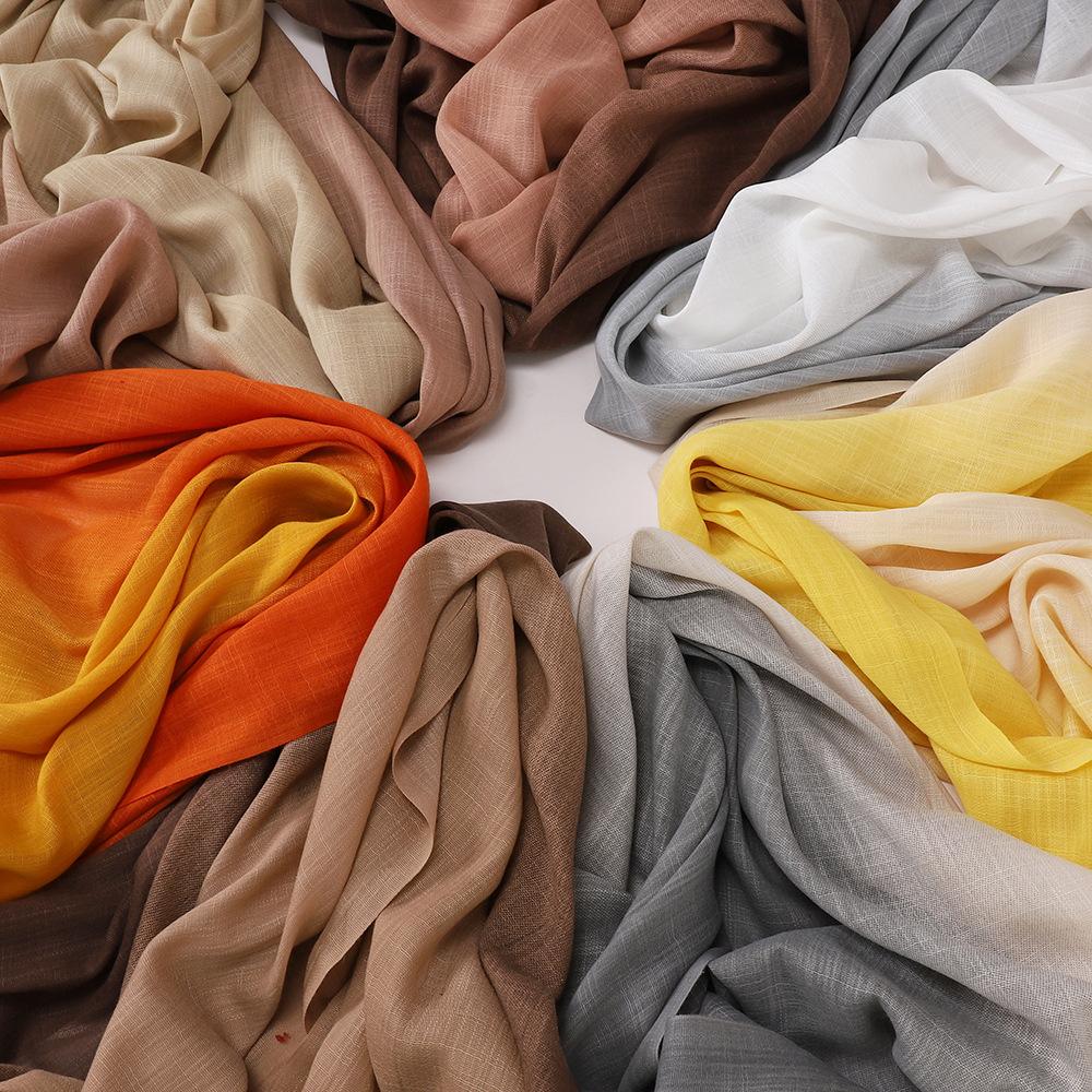 New two-color spliced bamboo cotton scarf, women's bag head color yarn scarf