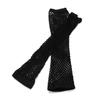 Black Neon Fishnet Fingerless Long Gloves Arm Cuff Party Wear Fancy Dress for Women Sexy Girls Punk Goth Dance Party Mesh Gloves