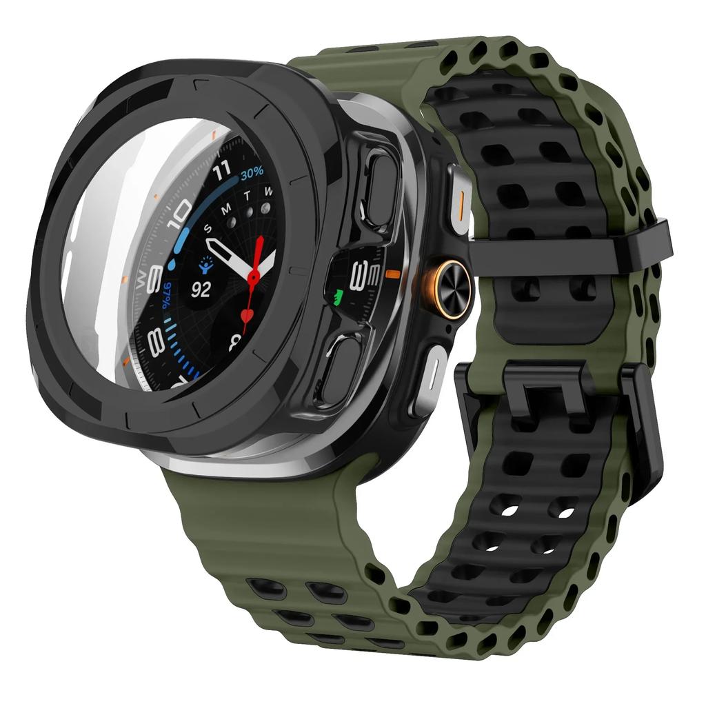 Case+Strap for Samsung Galaxy Watch 7 Ultra 47mm Sport Silicone Band Bracelet PC Case Protective Cover for Galaxy Watch 7 Ultra