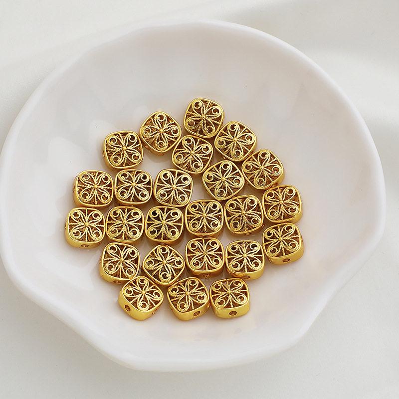 Gold-Plated Rose Clover Bow Spacer Bead for DIY Jewelry