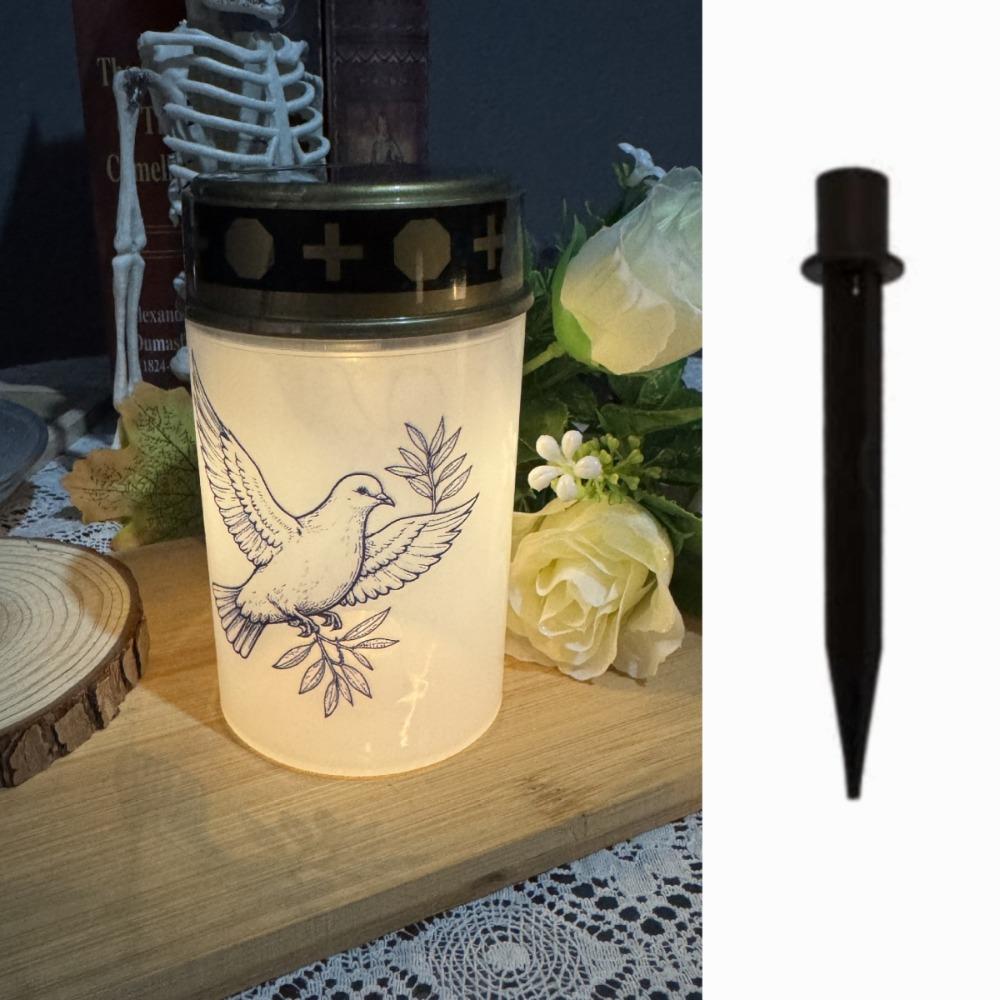 Solar Sensor Flameless Ceremony Grave Lantern Waterproof Candle Memorial Light Memorial Gift