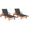 Sun Loungers Set of 2 with Cushions Solid Acacia Wood