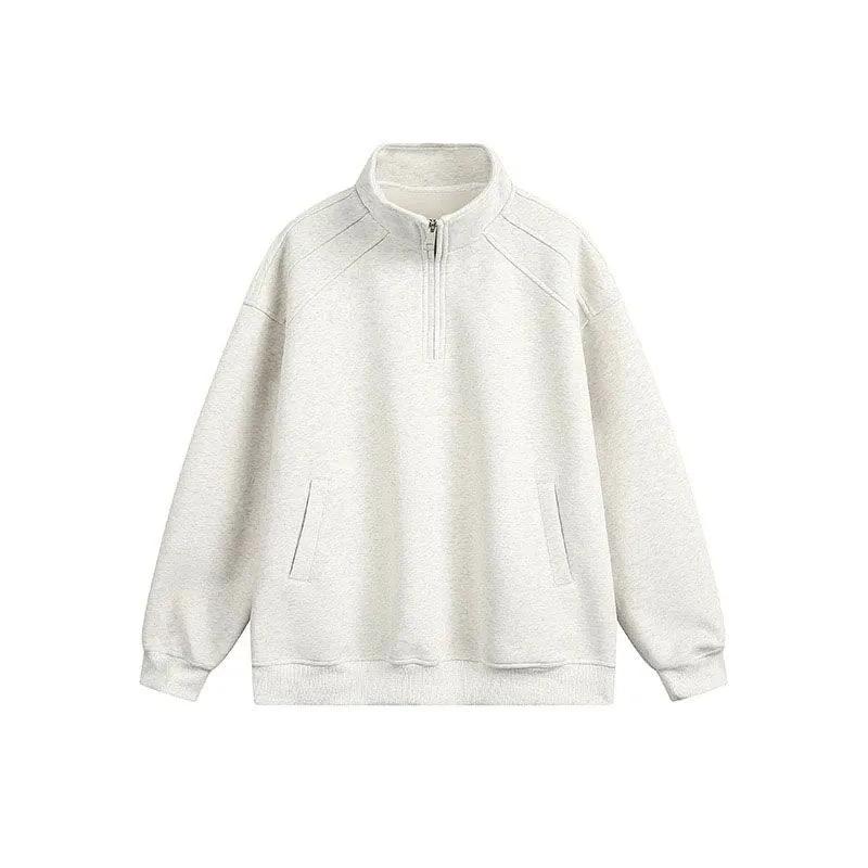 Reine Baumwolle Schweres Gewicht Hohes Gewicht Stehkragen Halber Reißverschluss Sweatshirt Reißverschluss Neues Set Amerikanischer Stil