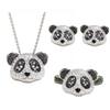 Damen Schmuckset Luxus Schwarz Gold Zirkon Panda Anhänger Offener Ring Ohrringe Voll Diamant Design