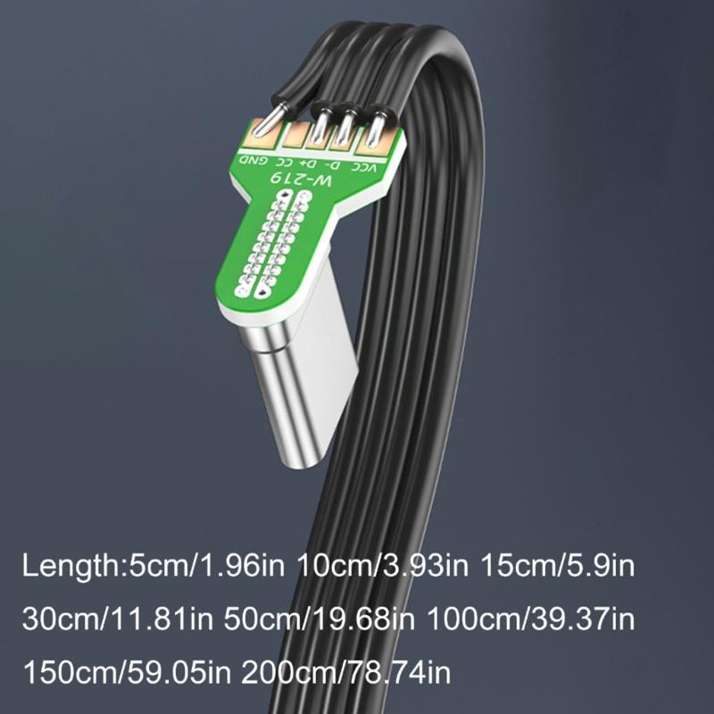 Multiple Length Option Right Angle To USB Charging Wire For Portable Devices Charging Cord Data Transfer
