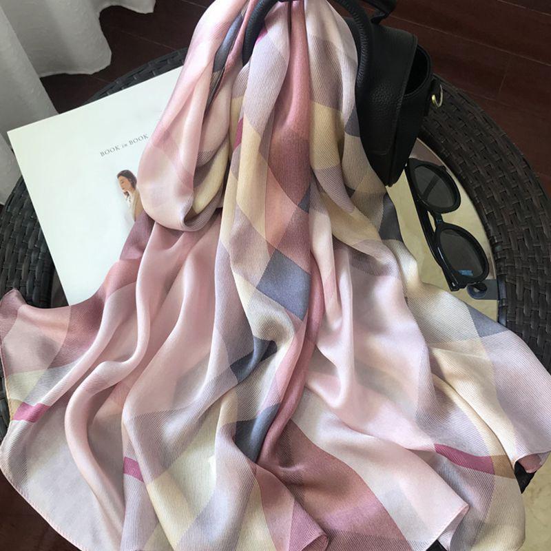 180*65cm100% seda amoreira seda chinesa lenços de luxo acessórios cachecol protetor solar xale gaze lenço de pescoço presente