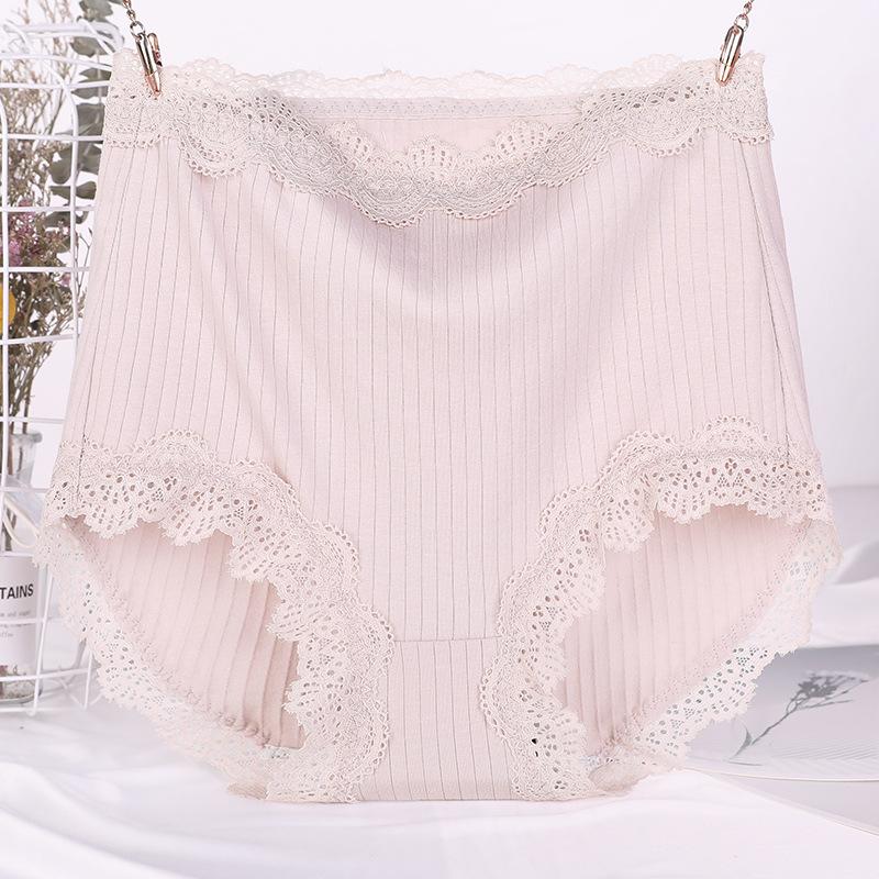 Women's Plus Size Solid Color Threaded Lace Lace Birth Year Big Red Triangle Panties