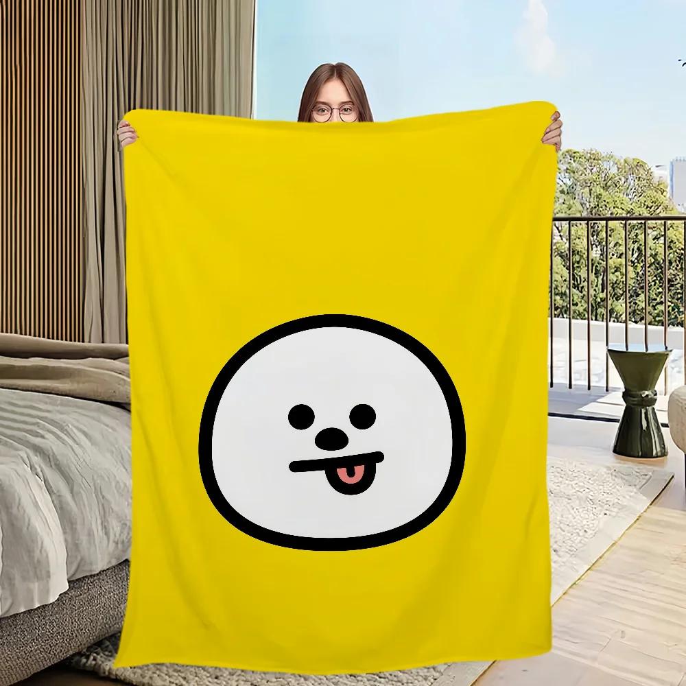 Cute Kpop Flannel Warm Comfort Soft Face Plush Throw Blanket for Living Room Office Bedroom Travel Gift BBTS