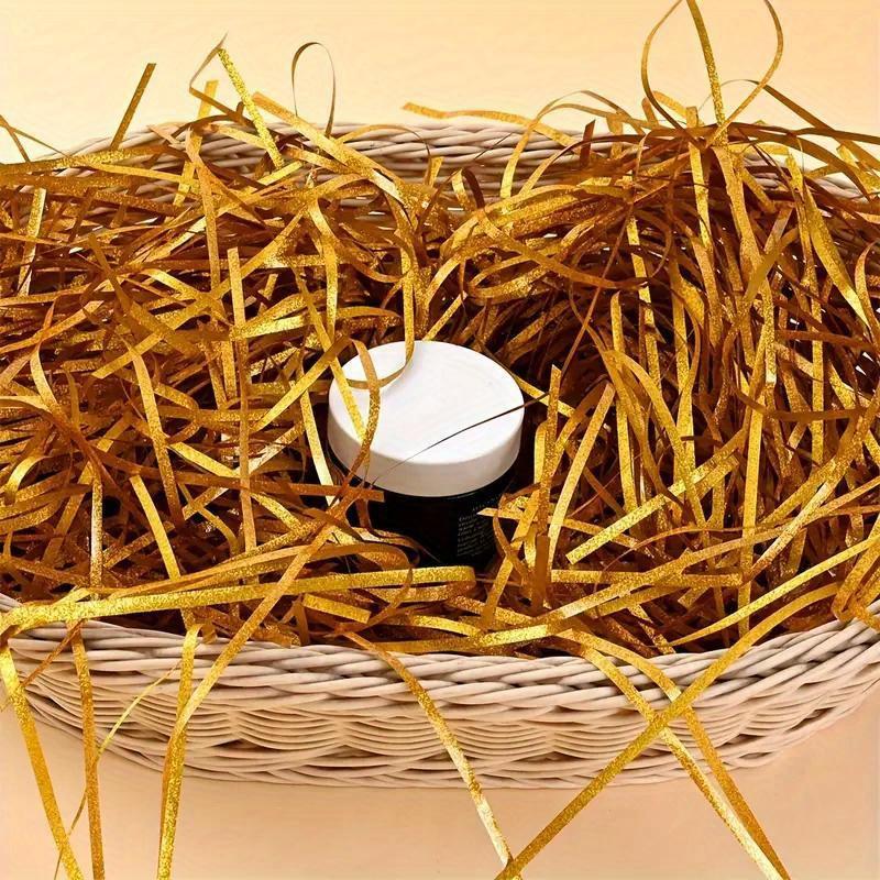 500g/pack Colorful Sparkling Shredded Crinkle Raffia Paper Raffia Stuffing Diy Wedding Party Gift Box Candy Material Packaging Filling Crepe Paper