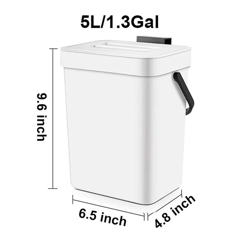 Portable Small Plastic Trash Can for Kitchen,Hanging Trash Can with Lid Under Sink Food Waste Bin Mountable Garbage Can Bathroom