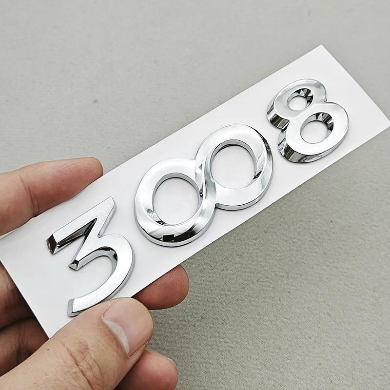 Ancien logo de lettres de voiture 3D en ABS 2008 3008 Badge de coffre arrière Pour Peugeot 2008 3008 Emblème Autocollant Remplacement Accessoires Extérieurs