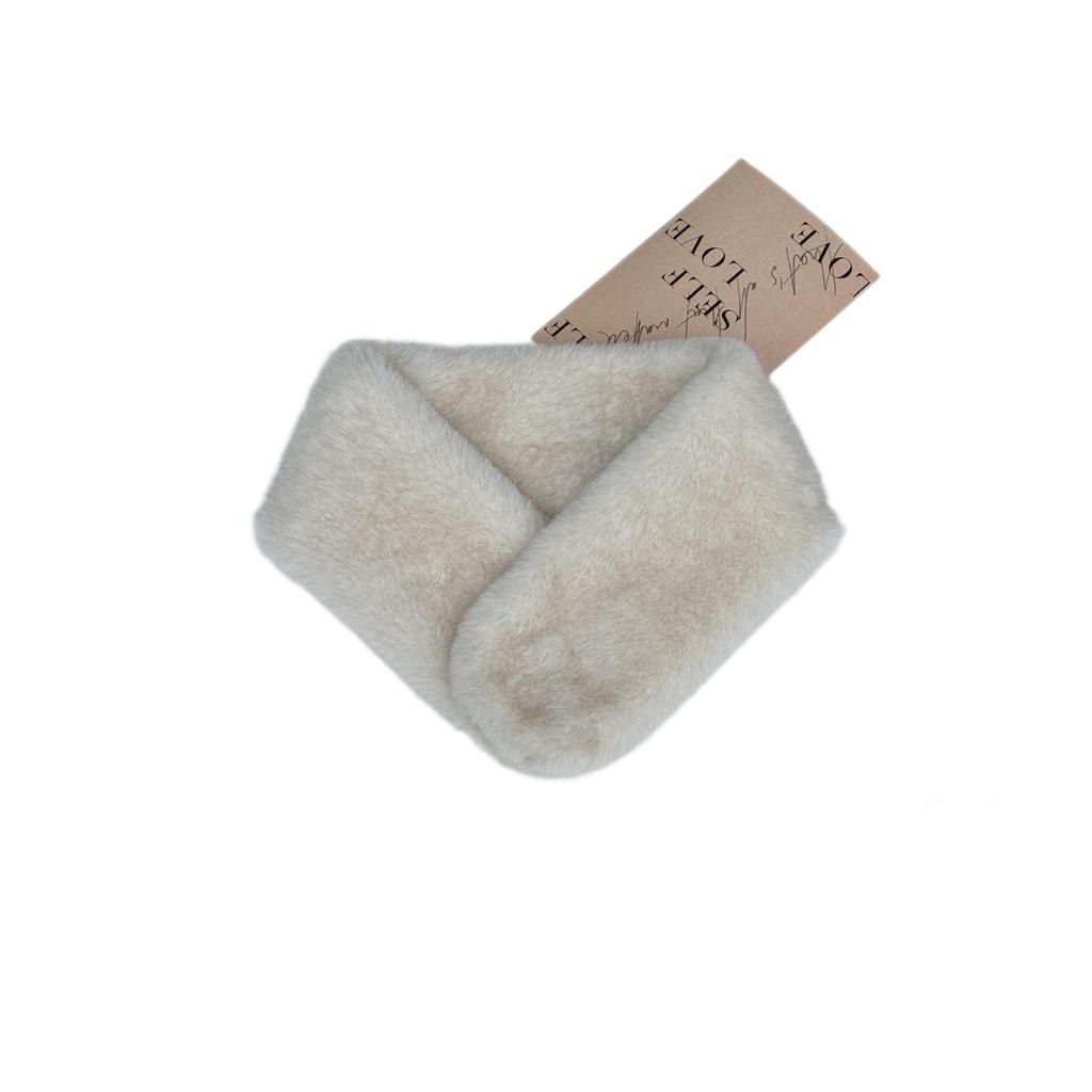 Korean Style Plush Velvet-Grade Imitation Mink Fur Snood with Magnetic Buckle