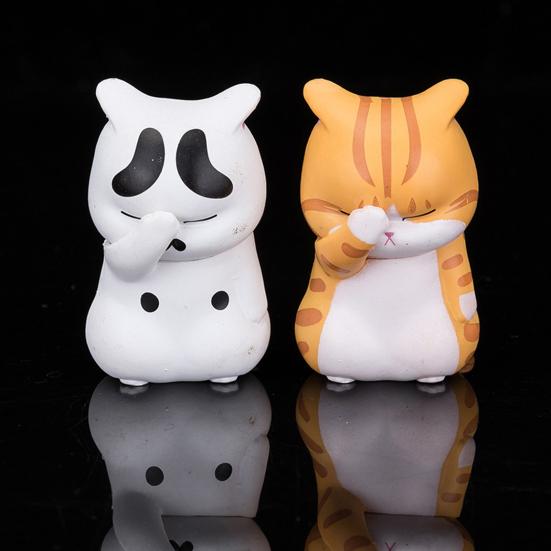1/3Pcs Covering Face Cartoon Cat Ornament PVC Mini Kitten Figurine Statue Animal Sculpture Model Home Office Desktop Decoration