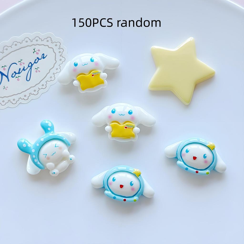 30/150PCS Cute jade dog resin diy jewelry yellow five-star hair clip mobile phone shell hole shoe patch shoe flower accessories