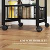 Four Basket Mobile Kitchen Island, with Brakes - Oak/Black