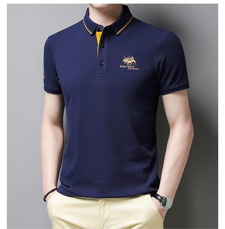 New Summer Solid Color Embroidered POLO T-Shirt for Men - Trendy Casual Short Sleeve