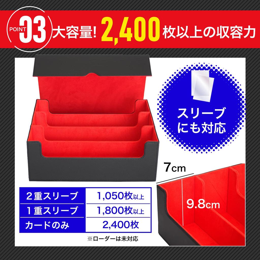 Carcasă pentru cărți de joc The Place B, pachet de cărți de joc, depozitare pentru peste 2400 de cărți, 24 de indexuri, 6 cleme pentru suport [Model îmbunătățit] (negru roșu)