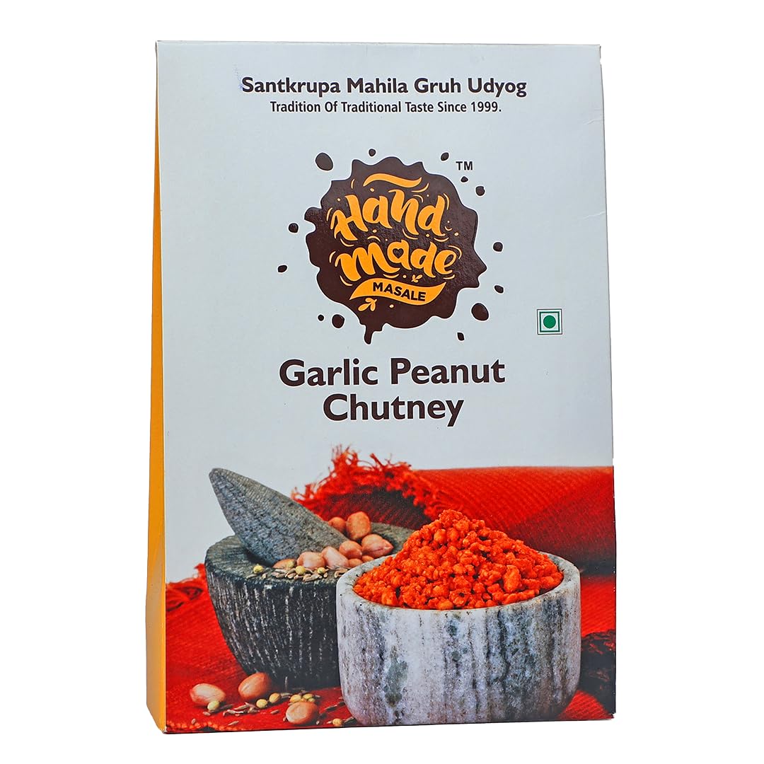 Handmade Masale Garlic Peanut Chutney | Fresh Garlic Peanut Blend | Spicy Red Chili Chutney | Traditional Maharashtrian Taste | No Preservative