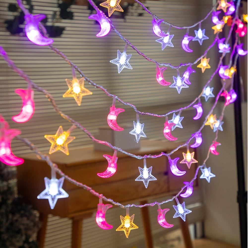 

Красивая гирлянда Звезда Луна 5 м Атмосферная лампа Легко установить Светодиодные сказочные огни Подарок Style 3