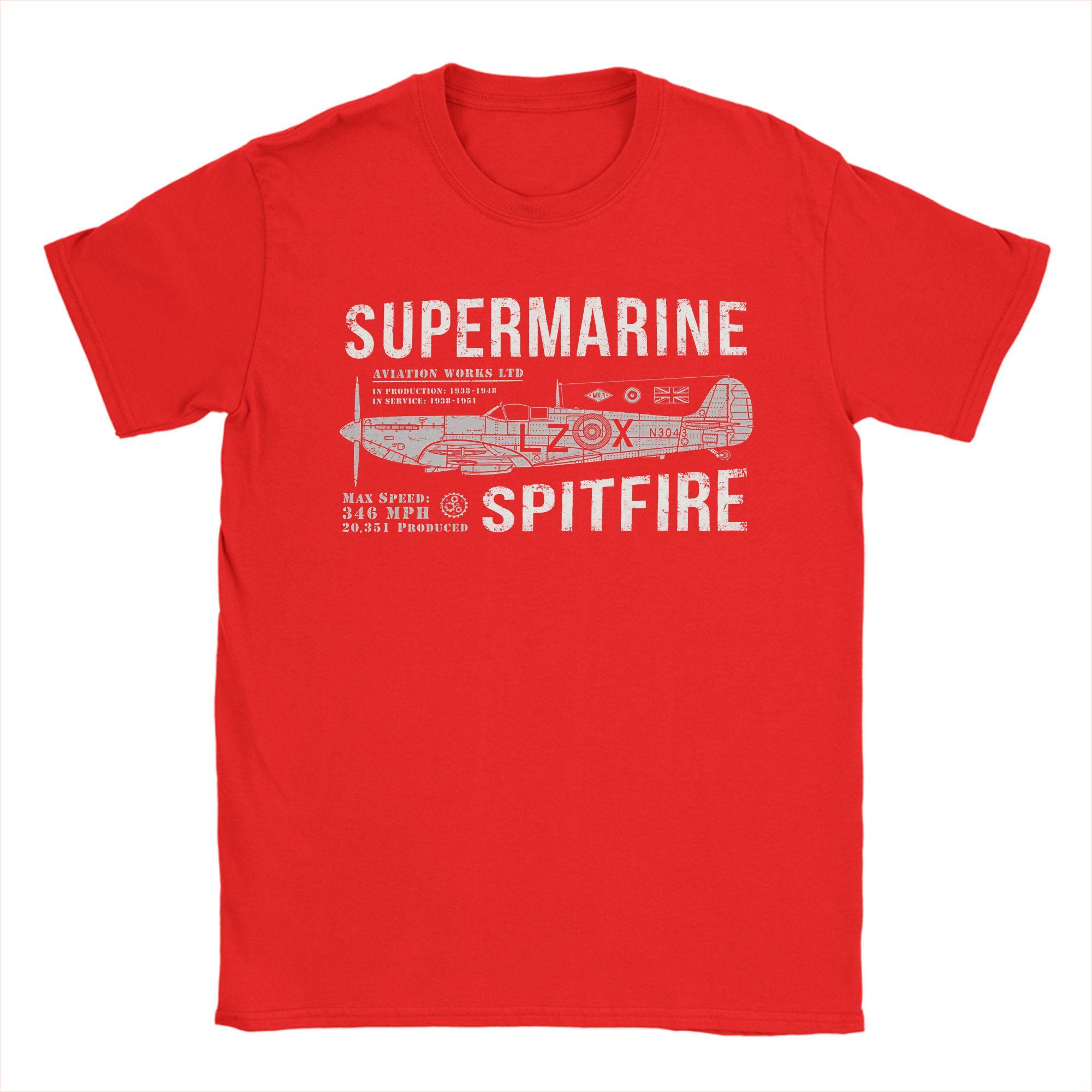 

Spitfire Supermarine RAF Fighter Aircraft T Shirts 100 Cotton Tees Summer Vintage Short Sleeve T Shirt O Neck Hippie Tshirt S